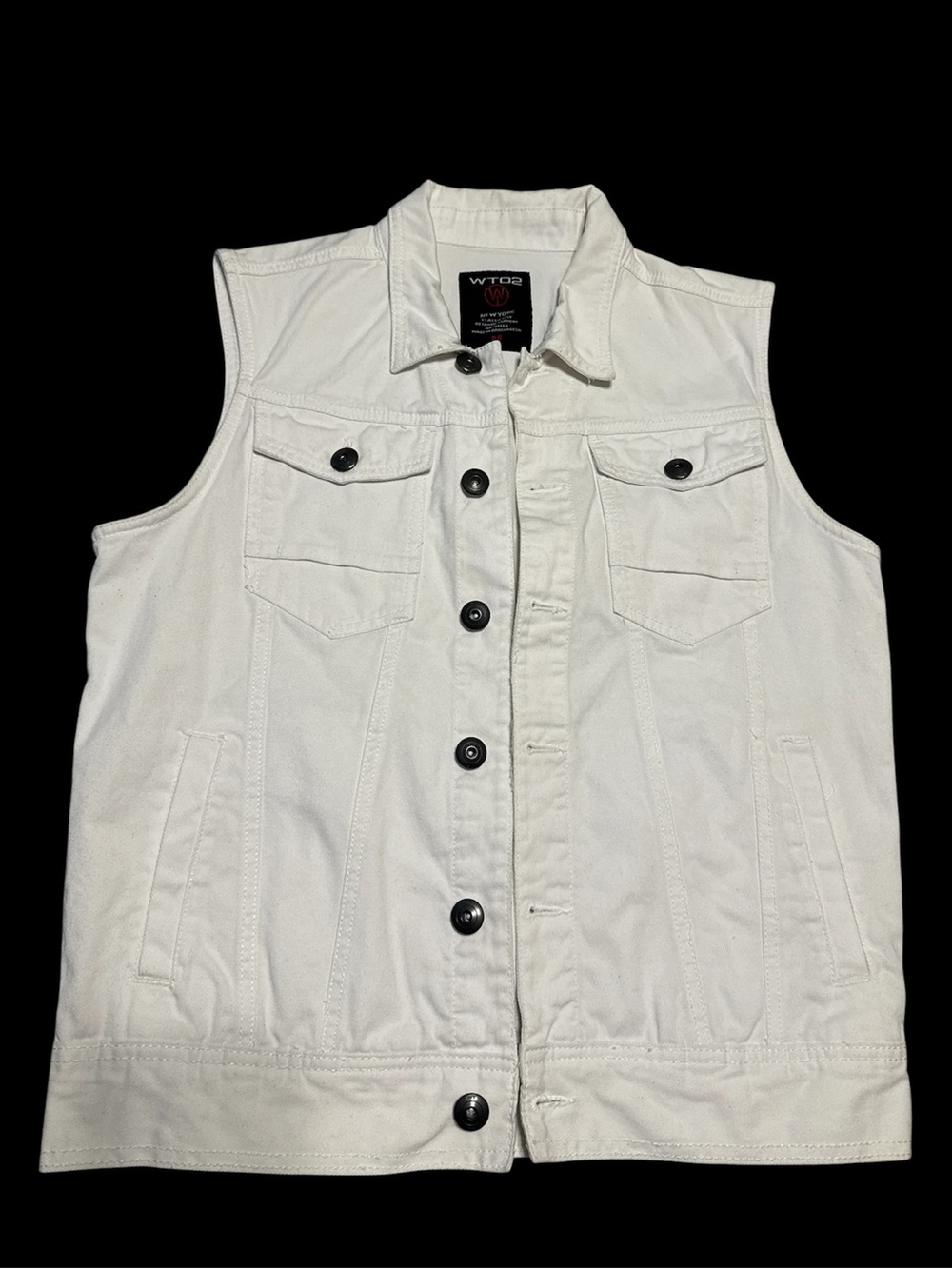 Men's White Denim Vest Jacket — Sleeveless Button-Up size M